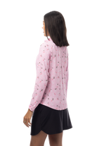 SANSOLEIL 1/4 ZIP MOCK. DECK THE HALLS. PINK. 900463 - SanSoleil