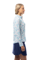 SANSOLEIL'S SOLCOOL 1/4 ZIP MOCK. FLAMINGO GARDEN. 900463 - SanSoleil