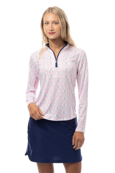 SOLCOOL PRINT MOCK. GOLF CREST. PINK. 900463
