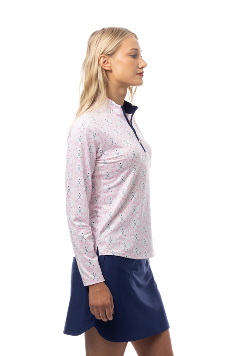 SOLCOOL PRINT MOCK. GOLF CREST. PINK. 900463