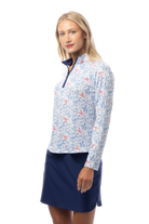 SANSOLEIL SOLCOOL PRINT 1/4 ZIP MOCK. LOBSTER POT. 900463 - SanSoleil
