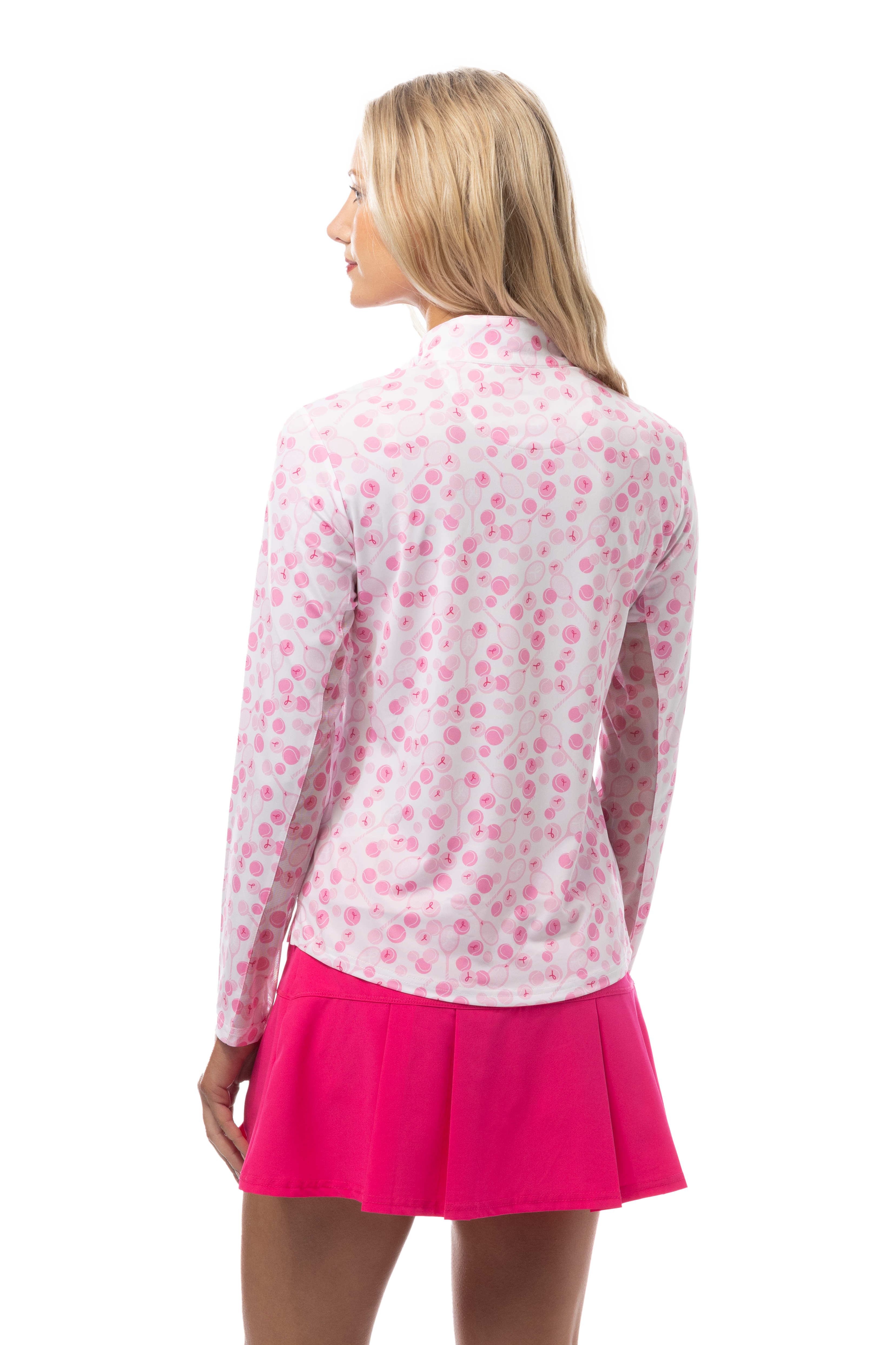 SANSOLEIL SOLCOOL PRINT 1/4 ZIP MOCK. PLAY FOR P.I.N.K. TENNIS. 900463 - SanSoleil