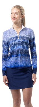 SOLCOOL 1/4 ZIP MOCK. CROC ROCK. NAVY. 900463 - SanSoleil