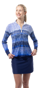 SOLCOOL 1/4 ZIP MOCK. CROC ROCK. NAVY. 900463 - SanSoleil