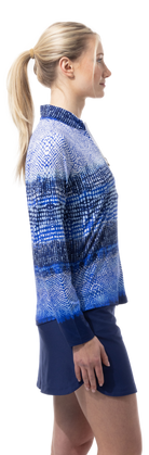 SOLCOOL 1/4 ZIP MOCK. CROC ROCK. NAVY. 900463 - SanSoleil