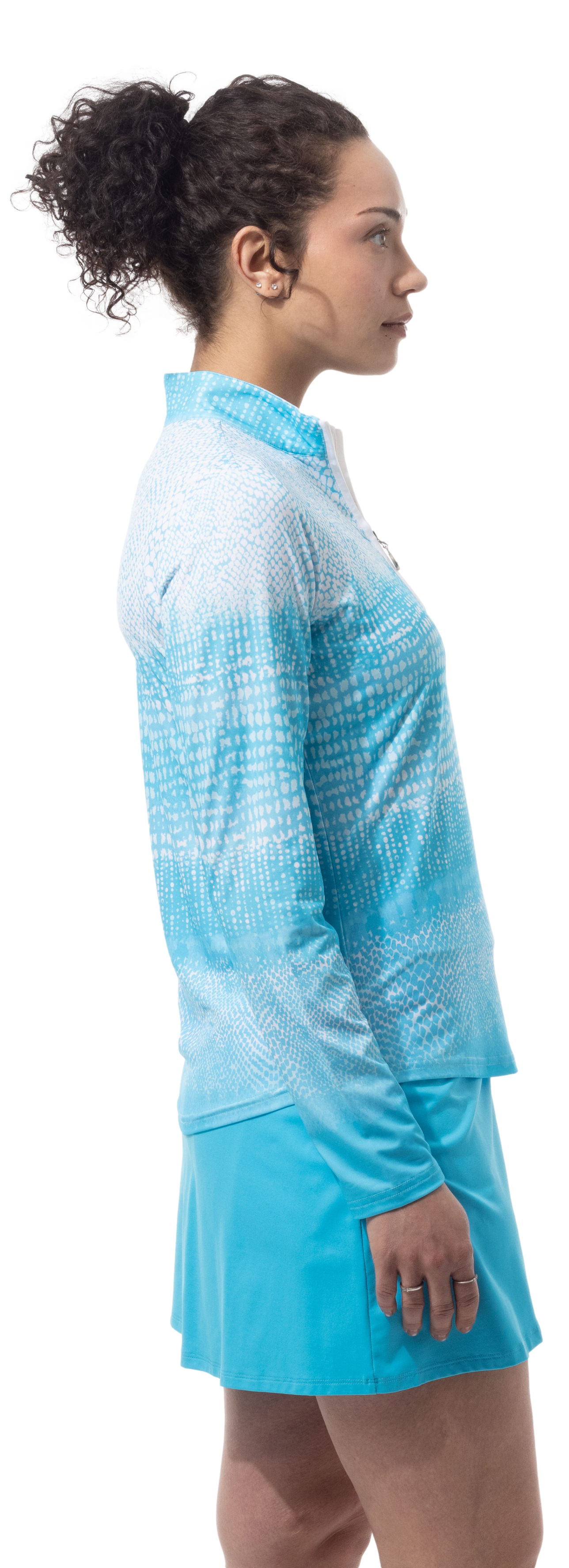 SOLCOOL 1/4 ZIP MOCK. CROC ROCK. TURQUOISE. 900463 - SanSoleil