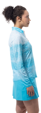 SOLCOOL 1/4 ZIP MOCK. CROC ROCK. TURQUOISE. 900463 - SanSoleil