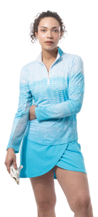 SOLCOOL 1/4 ZIP MOCK. CROC ROCK. TURQUOISE. 900463 - SanSoleil