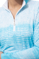 SOLCOOL 1/4 ZIP MOCK. CROC ROCK. TURQUOISE. 900463 - SanSoleil