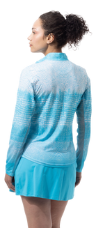 SOLCOOL 1/4 ZIP MOCK. CROC ROCK. TURQUOISE. 900463 - SanSoleil