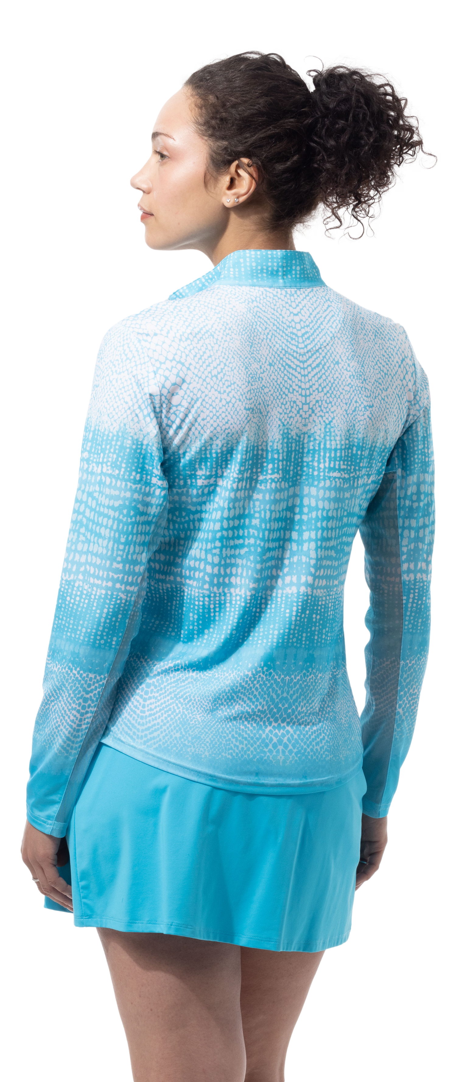 SOLCOOL 1/4 ZIP MOCK. CROC ROCK. TURQUOISE. 900463 - SanSoleil