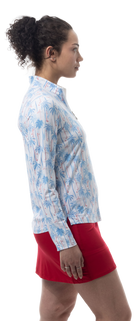 SOLCOOL 1/4 ZIP MOCK. GOLF PARADISE. BLUE. 900463 - SanSoleil