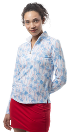 SOLCOOL 1/4 ZIP MOCK. GOLF PARADISE. BLUE. 900463 - SanSoleil