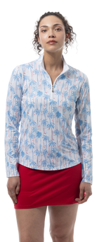 SOLCOOL 1/4 ZIP MOCK. GOLF PARADISE. BLUE. 900463 - SanSoleil