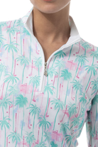 SOLCOOL 1/4 ZIP MOCK. GOLF PARADISE. MINT. 900463 - SanSoleil