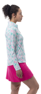 SOLCOOL 1/4 ZIP MOCK. GOLF PARADISE. MINT. 900463 - SanSoleil