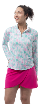 SOLCOOL 1/4 ZIP MOCK. GOLF PARADISE. MINT. 900463 - SanSoleil