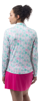 SOLCOOL 1/4 ZIP MOCK. GOLF PARADISE. MINT. 900463 - SanSoleil
