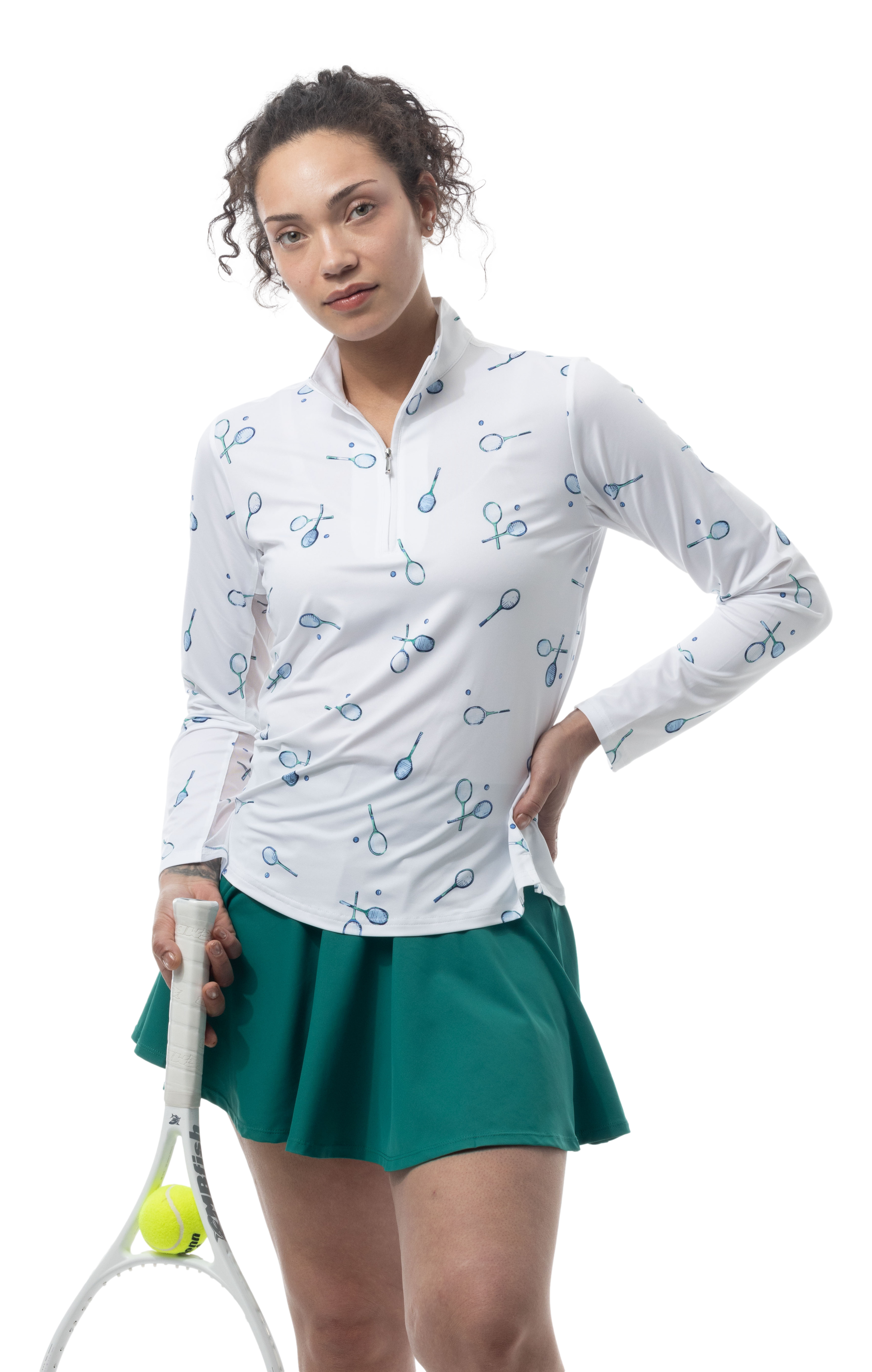 SOLCOOL 1/4 ZIP MOCK. MATCH PLAY. GREEN NAVY. 900463 - SanSoleil