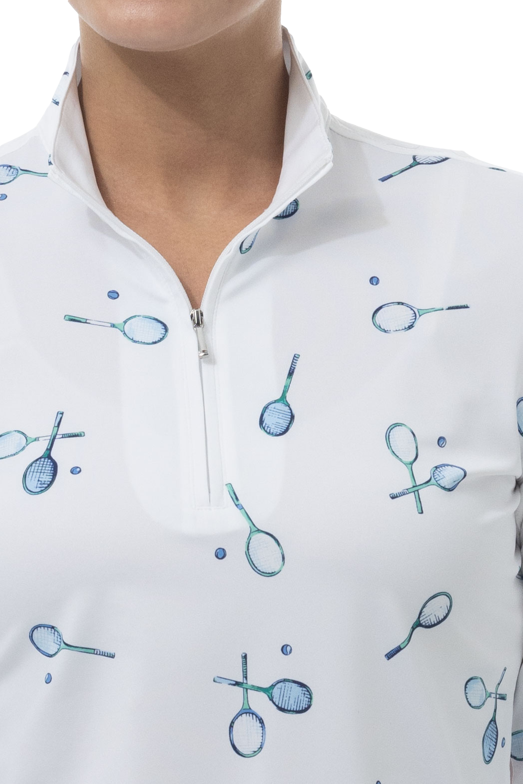 SOLCOOL 1/4 ZIP MOCK. MATCH PLAY. GREEN NAVY. 900463 - SanSoleil