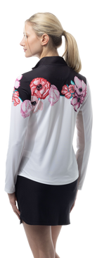 SOLCOOL 1/4 ZIP MOCK. POPPY PATCH. BLACK. 900463 - SanSoleil