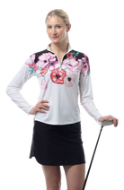 SOLCOOL 1/4 ZIP MOCK. POPPY PATCH. BLACK. 900463 - SanSoleil