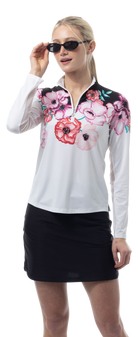 SOLCOOL 1/4 ZIP MOCK. POPPY PATCH. BLACK. 900463 - SanSoleil