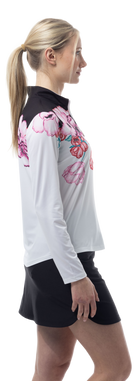 SOLCOOL 1/4 ZIP MOCK. POPPY PATCH. BLACK. 900463 - SanSoleil