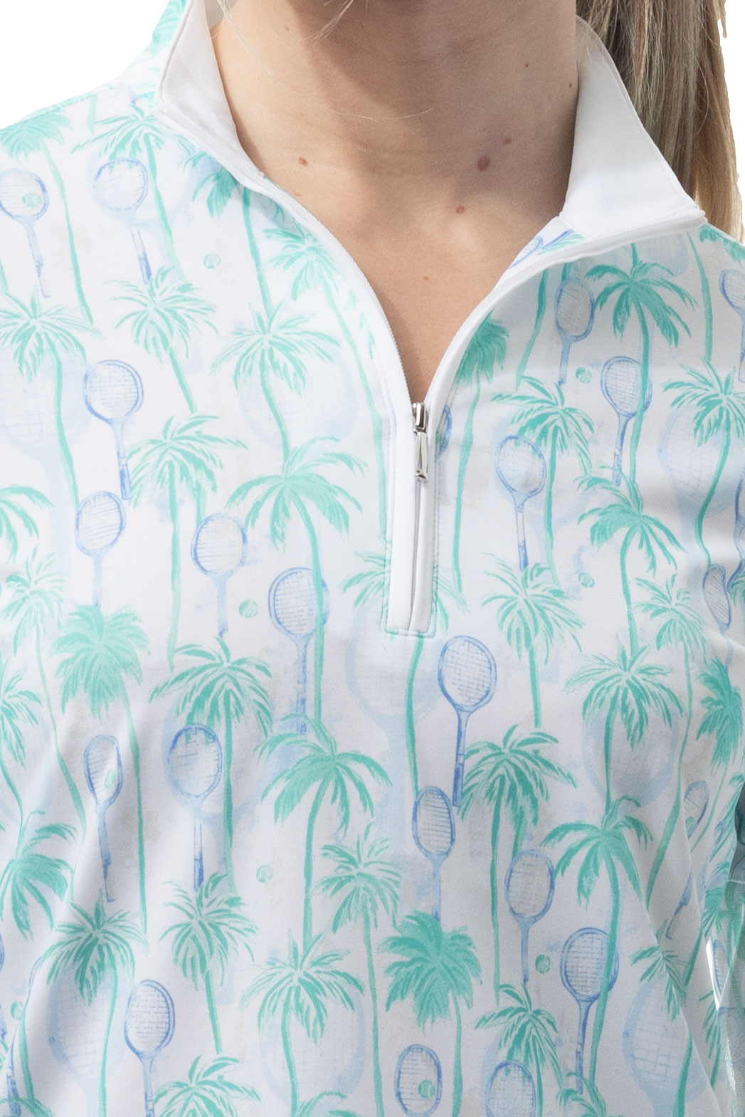 SOLCOOL 1/4 ZIP MOCK. TENNIS PARADISE. 900463 - SanSoleil