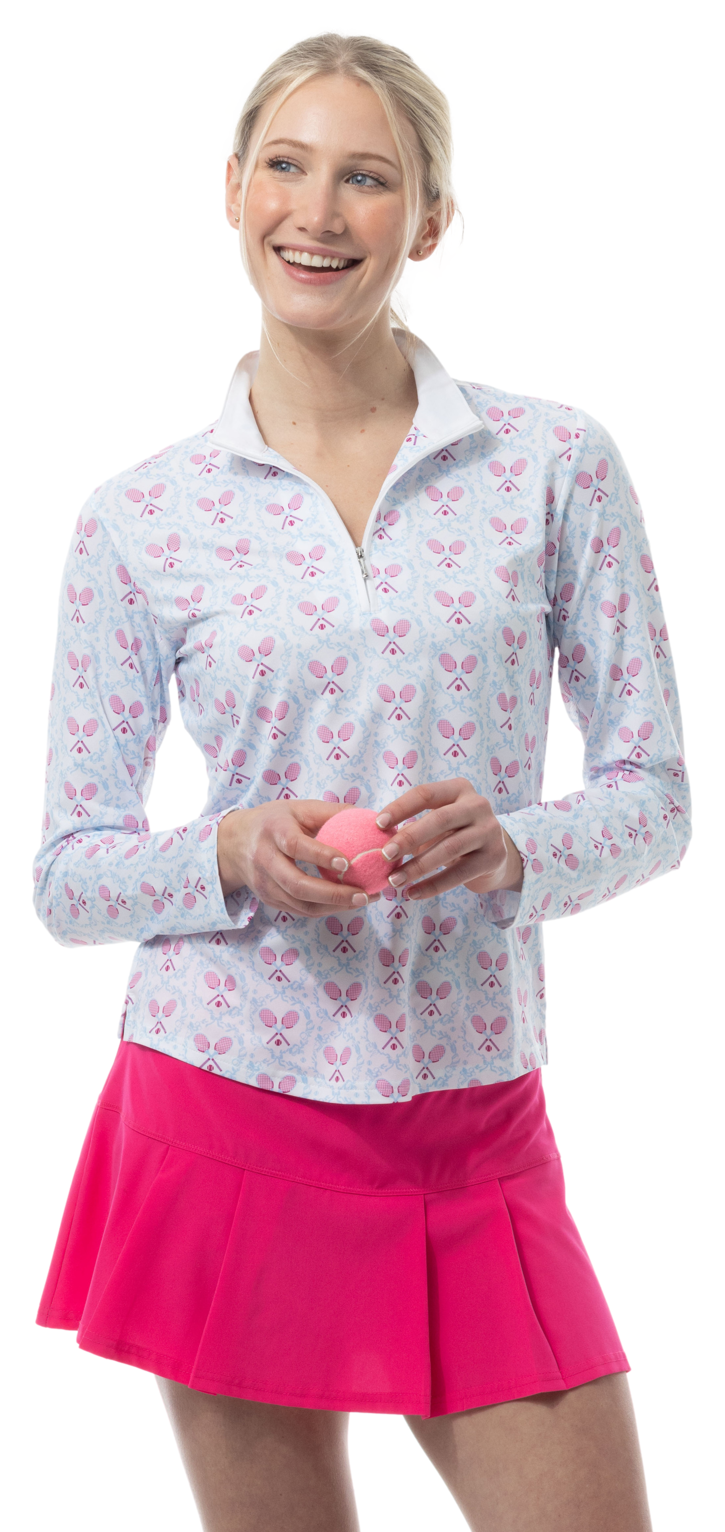 SOLCOOL 1/4 ZIP MOCK. TENNISON. ARTIC BERRY. 900463 - SanSoleil