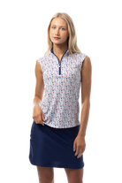 SANSOLEIL 1/4 ZIP SLEEVELESS MOCK. RED WINE BLUE. 900471 - SanSoleil