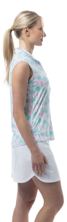 SOLCOOL 1/4 ZIP SLEEVELESS MOCK. GOLF PARADISE. MINT. 900471 - SanSoleil