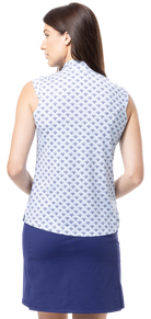 SOLCOOL SLEEVELESS MOCK. SHELLTEE BLUE.  900471 - SanSoleil