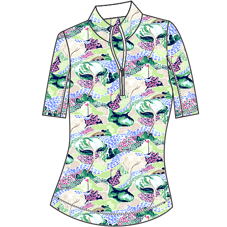 SOLCOOL SHORT SLEEVE MOCK . AZALEA AUGUSTA. 900478