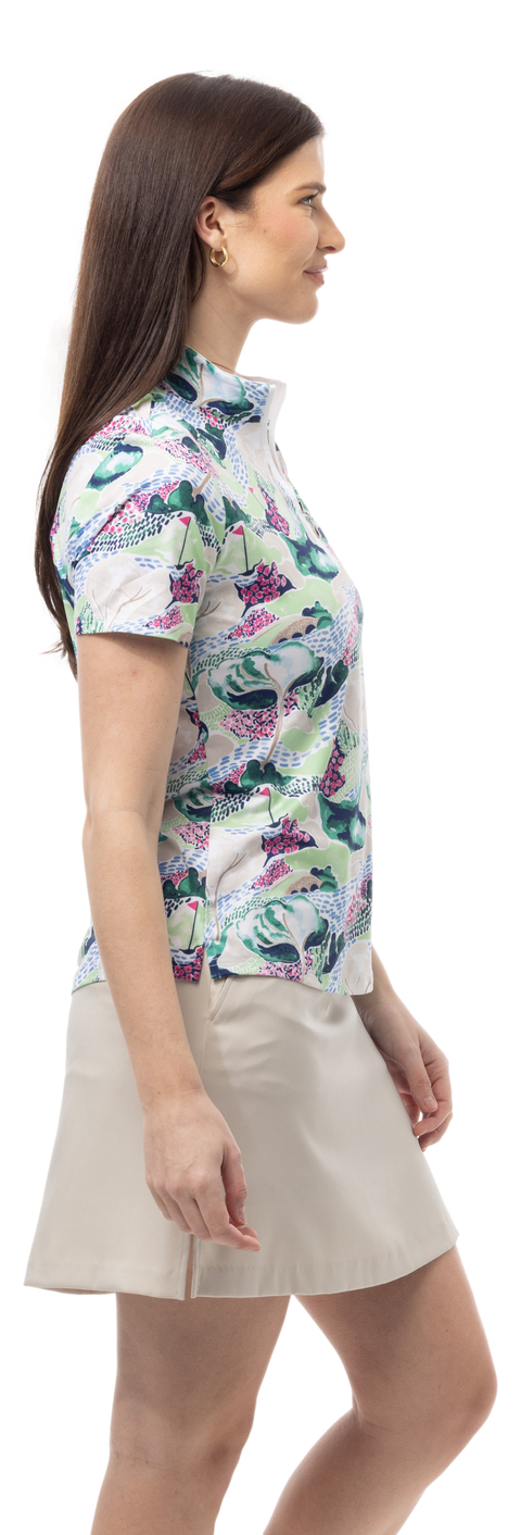 SOLCOOL SHORT SLEEVE MOCK . AZALEA AUGUSTA. 900478