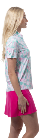 SANSOLEIL 1/4 ZIP SHORT SLEEVE MOCK . GOLF PARADISE. MINT. 900478 - SanSoleil