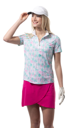 SANSOLEIL 1/4 ZIP SHORT SLEEVE MOCK . GOLF PARADISE. MINT. 900478 - SanSoleil
