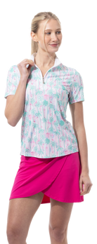 SANSOLEIL 1/4 ZIP SHORT SLEEVE MOCK . GOLF PARADISE. MINT. 900478 - SanSoleil