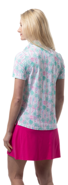 SANSOLEIL 1/4 ZIP SHORT SLEEVE MOCK . GOLF PARADISE. MINT. 900478 - SanSoleil