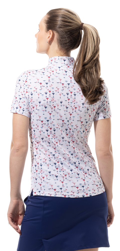 SANSOLEIL 1/4 ZIP SHORT SLEEVE MOCK . LIBERTINI. 900478