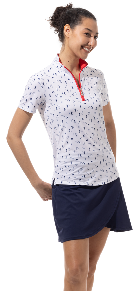 SOLCOOL SHORT SLEEVE MOCK . A PUT ABOVE. NAVY 900478