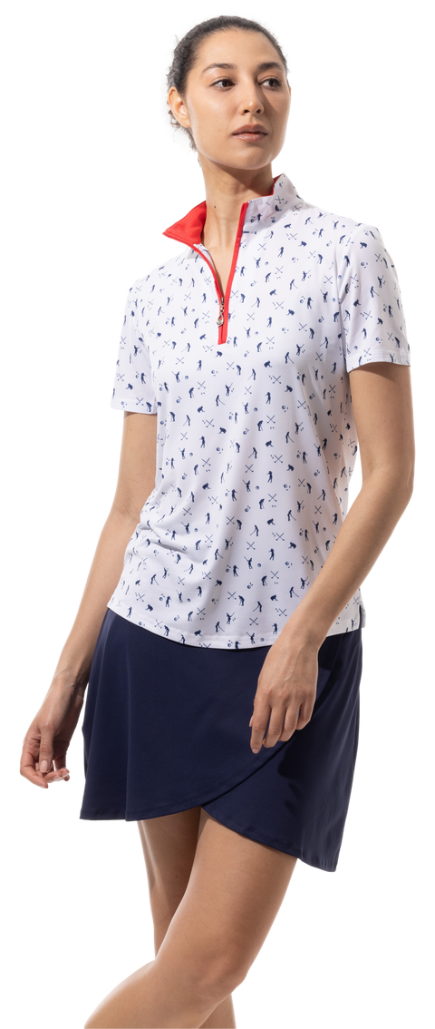 SOLCOOL SHORT SLEEVE MOCK . A PUT ABOVE. NAVY 900478