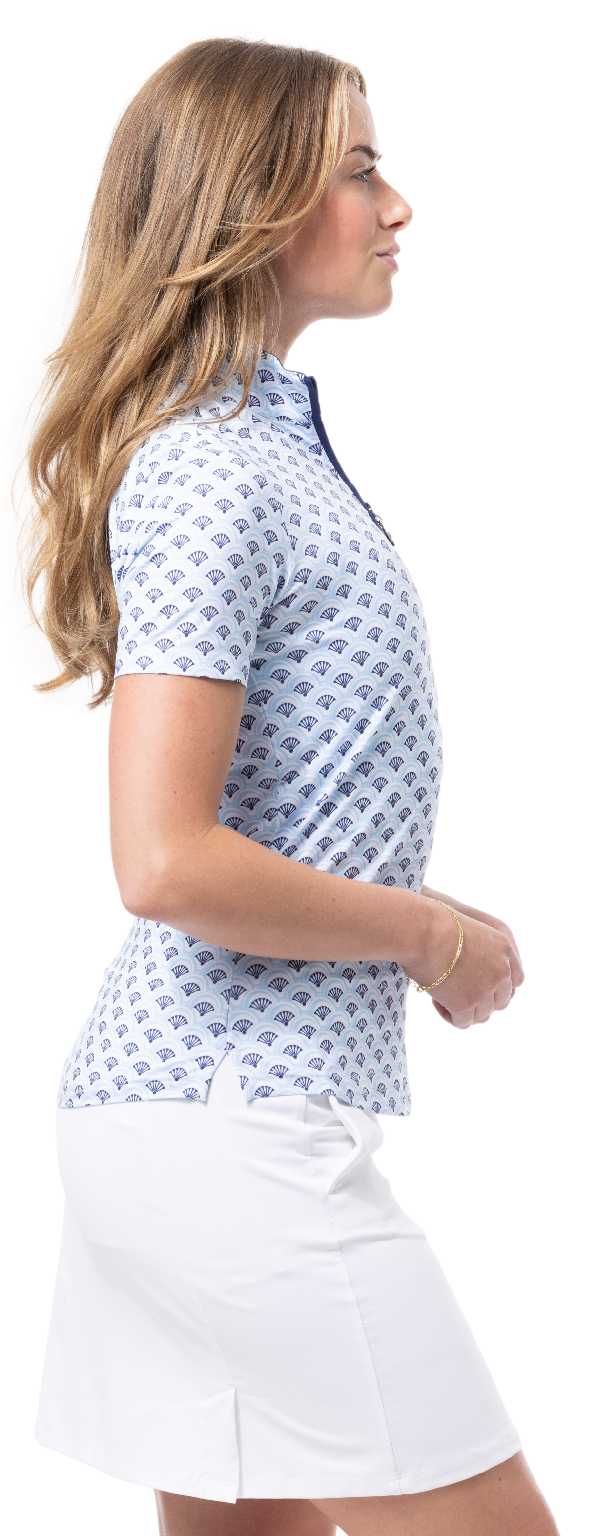 SOLCOOL SHORT SLEEVE MOCK. SHELLTEE BLUE. 900478 - SanSoleil