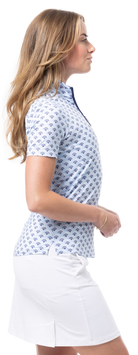 SOLCOOL SHORT SLEEVE MOCK. SHELLTEE BLUE. 900478 - SanSoleil