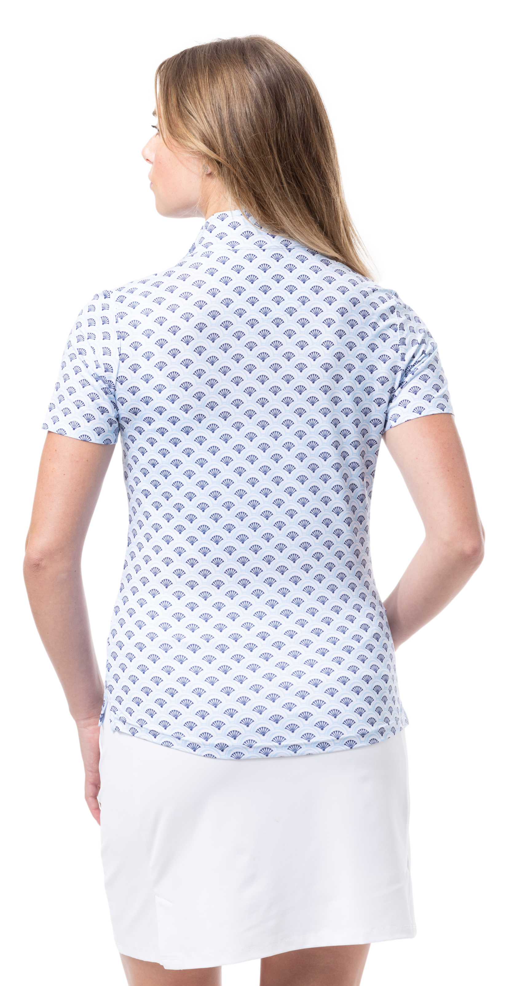 SOLCOOL SHORT SLEEVE MOCK. SHELLTEE BLUE. 900478 - SanSoleil