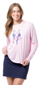 SUNGLOW RELAXED  DROP-TAIL TEE. RACQUETEER - PINK. 900479
