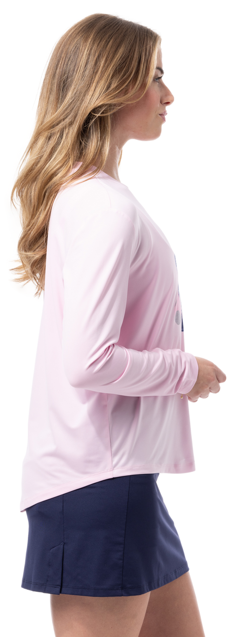 SUNGLOW RELAXED  DROP-TAIL TEE. RACQUETEER . PINK. 900479