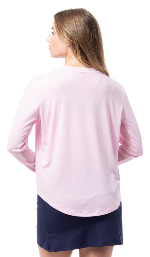 SUNGLOW RELAXED  DROP.TAIL TEE. RACQUETEER . PINK. 900479