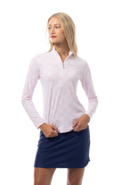 SANSOLEIL 1/4 ZIP PRINT MOCK. HEARTSTRINGS. PINK. 900621 - SanSoleil