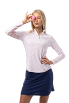 SANSOLEIL 1/4 ZIP PRINT MOCK. HEARTSTRINGS. PINK. 900621 - SanSoleil